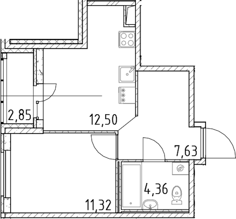1-комнатная квартира 35.81 м², 17/18 эт., ЖК «Город Первых»